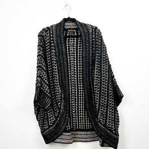 Love & Legend Black & Off-White Chunky Knit Butterfly Sleeve Cardiagn Sweater